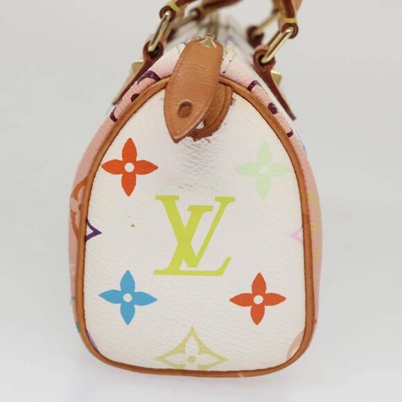 LOUIS VUITTON Monogram Multicolor Mini Speedy Hand Bag White M92645 Auth 101826V - Picture 6 of 16